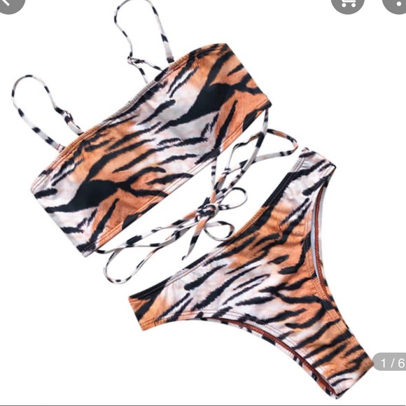 Tiger Print 3 Piece Swim Set - Picture 5 of 5